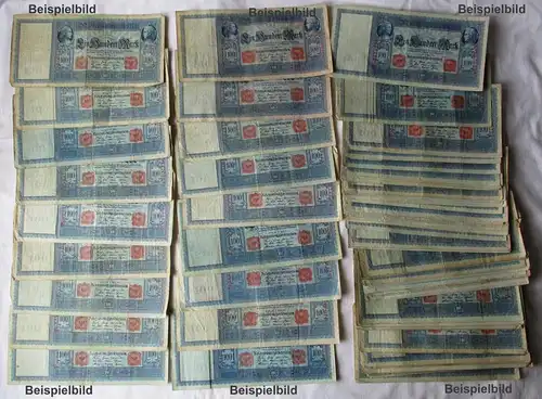 Sammlung mit 100 Banknoten 100 Mark "Flotten Hunderter" Siegel rot (159494)