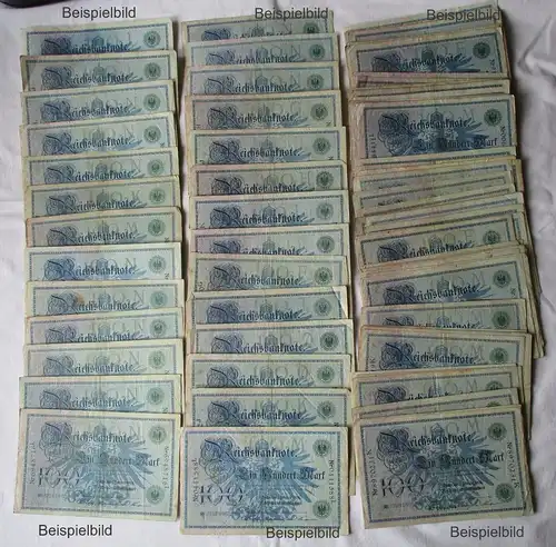 Sammlung mit 100 Banknoten 100 Mark 1908 Deutschland Rosenberg 34 (159262)