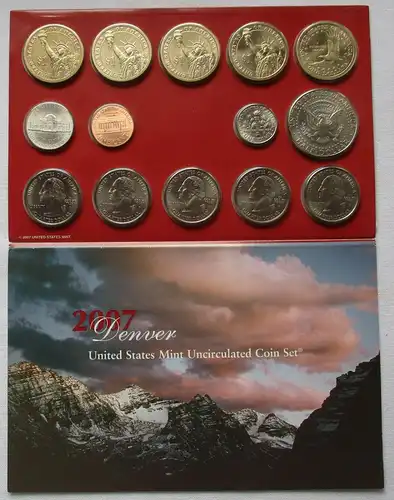 USA UNITED STATES 2007 KMS Uncirculated COIN SET Denver U.S.MINT (107421)