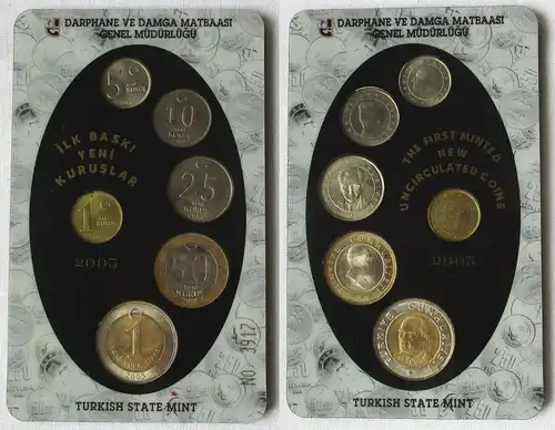 KMS Kursmünzensatz Türkei 2005 Turkish State Mint 6 Münzen UNC (104414)