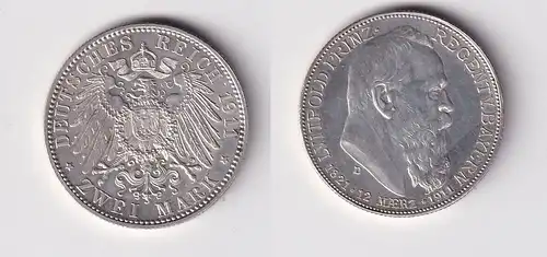 2 Mark Silbermünze Bayern Prinzregent Luitpold 1911 Jäger 48 vz+ (165734)