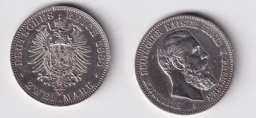 2 Mark Silbermünze Preussen Kaiser Friedrich 1888 Jäger 98 vz (165730)
