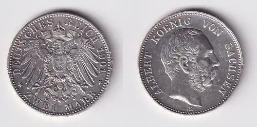 2 Mark Silbermünze Sachsen König Albert 1901 Jäger 124 f.vz (165414)