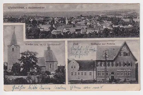 85999 Mehrbild Ak Welbsleben Kirche, Post, Gasthaus zur Forelle 1926