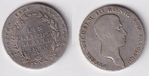 1 Taler Silber Münze Preussen Friedrich Wilhelm III. 1816 A ss (165276)