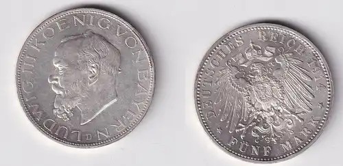 5 Mark Silbermünze Bayern König Ludwig der III.1914 J. 53 f.Stgl. (165397)