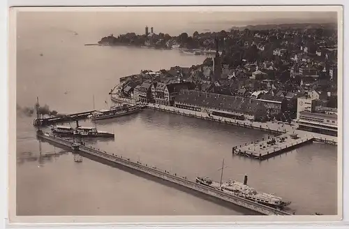 31572 Ak Friedrichshafen (Bodensee) - Hafen vor Stadtansicht 1937