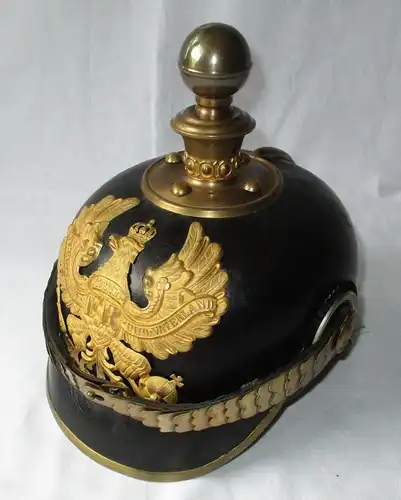 seltene Original Pickelhaube Preußen Offizier Fußartillerie (113484)