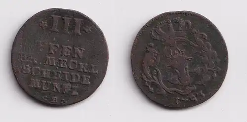 3 Pfennig Kupfer Münze Mecklenburg-Strelitz 1753 ss (159699)