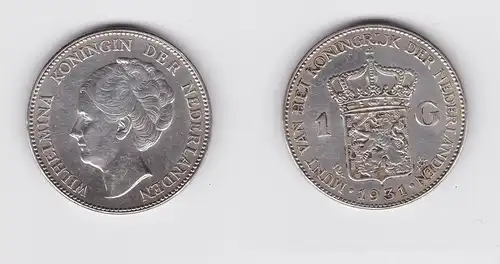 1 Gulden Silber Münze Niederlande 1931 (135498)