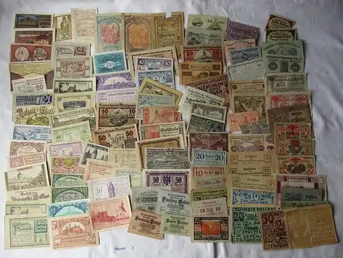 Sammlung mit 100 Banknoten Städte Notgeld Österreich um 1921 (152577)