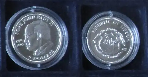 5 Dollar Silber Münze Liberia 25 Jahre Pontifikat Papst Johannes Paul II(152471)