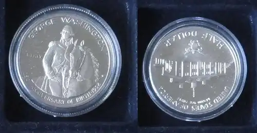 1/2 Dollar Silber Münze USA 250. Geburtstag George Washington 1982 PP (154630)
