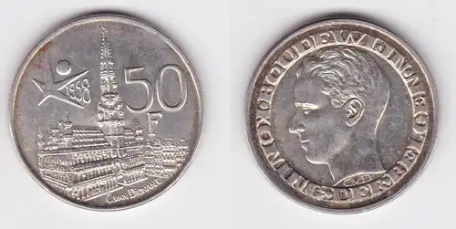 50 Franc Silber Münze Belgien 1958 Baudouin I. 1951-1993 (123132)