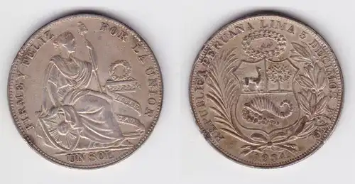 1 Sol Silber Münze Peru 1934 (124747)