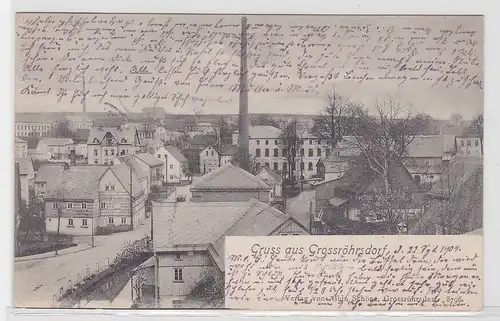 93528 AK Gruss aus Grossröhrsdorf - Ortsansicht mit Schornsteinen 1904