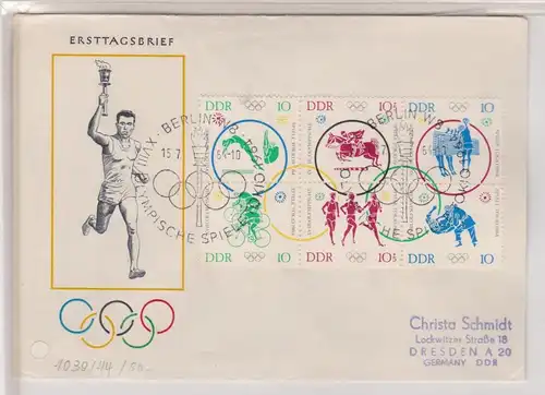 102432 DDR Ersttagsbrief FDC Olympische Sommerspiele Tokio 1964 Mi 1039-1044