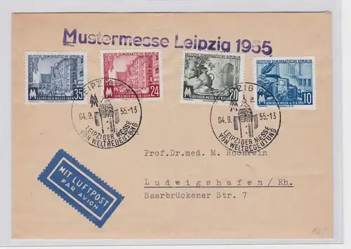 48396 DDR Brief Leipziger Messe 1954 + 1955 LUFTPOST Messe von Weltbedeutung