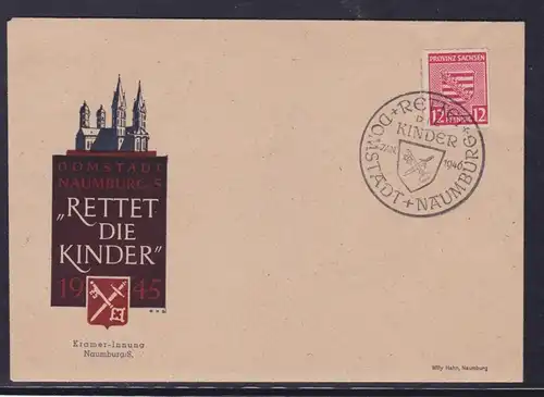 153056 Brief Lokalausgabe Naumburg "Rettet die Kinder" 1945 SST. 1. Jan. 1946