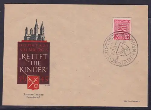 155135 Brief Lokalausgabe Naumburg "Rettet die Kinder" 1945 SST. 1. Jan. 1946