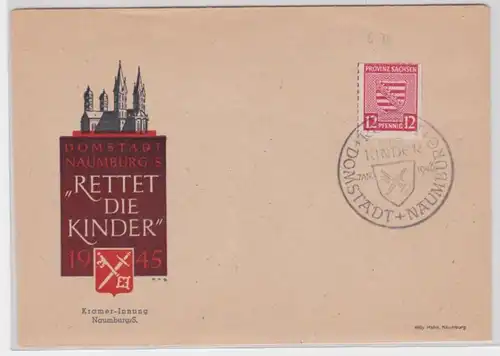 72127 Brief Lokalausgabe Naumburg "Rettet die Kinder" 1945 SST. 1. Jan. 1946