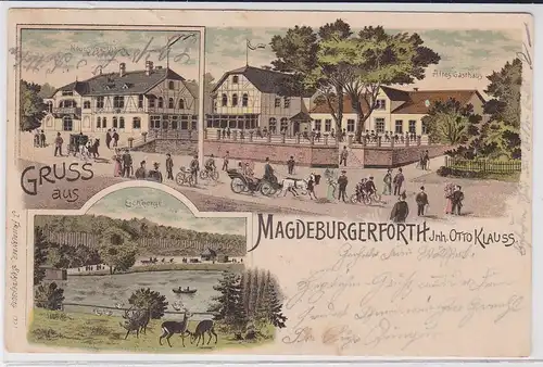904284 Ak Lithographie Gruß aus Magdeburgerfoth Gasthof usw. 1898