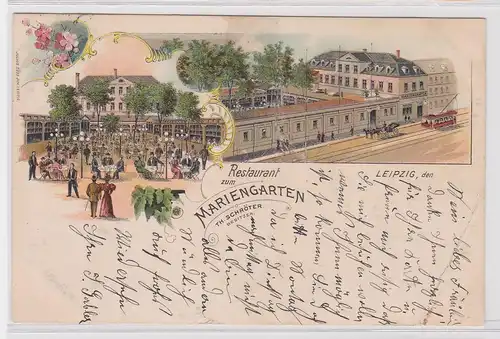 904314 Ak Lithographie Leipzig Restaurant zum Mariengarten 1906