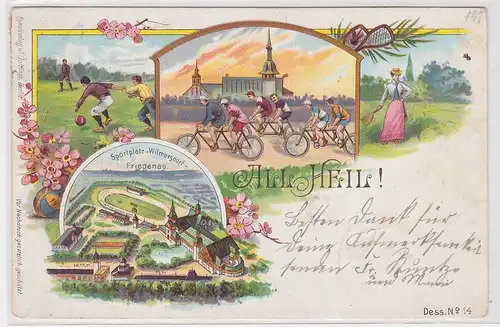 904056 Ak Lithographie Sportplatz Wilmersdorf Friedenau "All Heil!" 1900