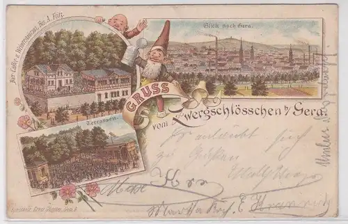 87742 Ak Lithographie Gruß vom Zwergschlösschen bei Gera 1904