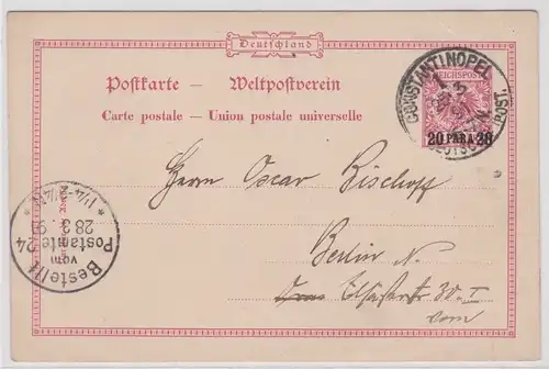 903646 Ganzsachen Postkarte Deutsche Post i.d.Türkei 20 Para Constantinopel 1891