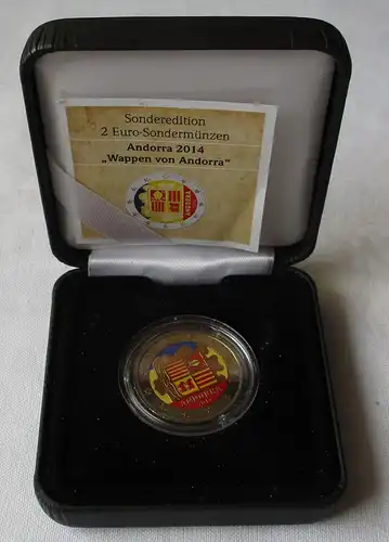 Andorra 2 Euro 2014 Wappen von Andorra Farbmotiv Bi-Metall unzirkuliert (109609)