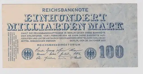 100 Milliarden Mark Banknote Inflation Berlin 26.10.1923 Ro 123 (132606)