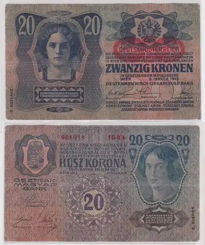 20 Kronen Banknote Österreichisch Ungarische Bank 2.1.1913 (161921)