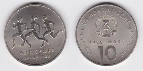 DDR Gedenk Münze 10 Mark 40 Jahre DDR Sport 1988 (148073)
