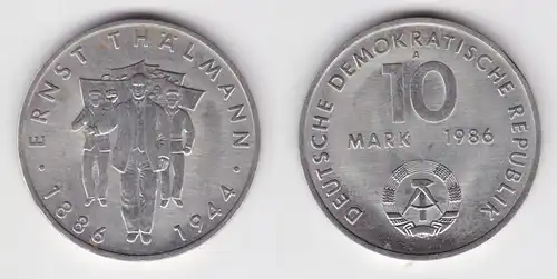 DDR Gedenk Münze 10 Mark Ernst Thälmann 1986 Stempelglanz (145753)