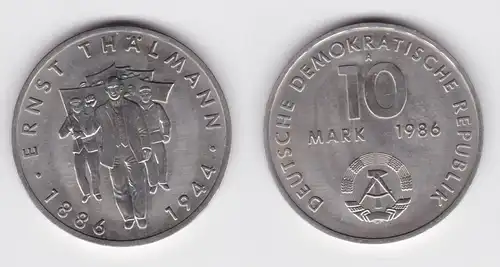 DDR Gedenk Münze 10 Mark Ernst Thälmann 1986 Stempelglanz (144751)