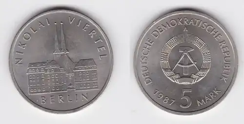DDR Gedenk Münze 5 Mark Berlin Nikolai Viertel 1987 (144480)