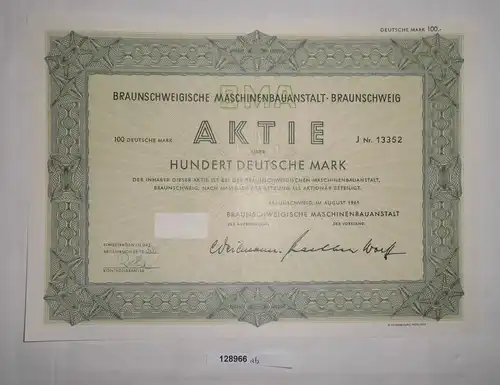 100 Mark Aktie Braunschweigische Maschinenbauanstalt August 1961 (128966)