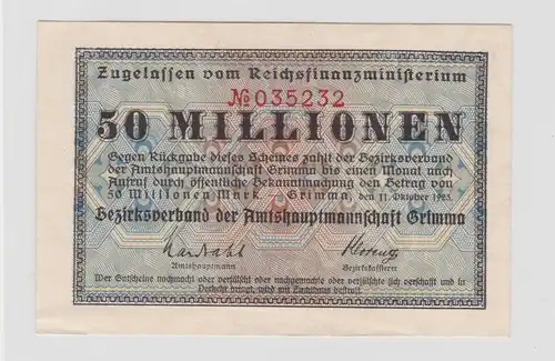 50 Millionen Mark Banknote Amtshauptmannschaft Grimma 11.10.1923 (137927)