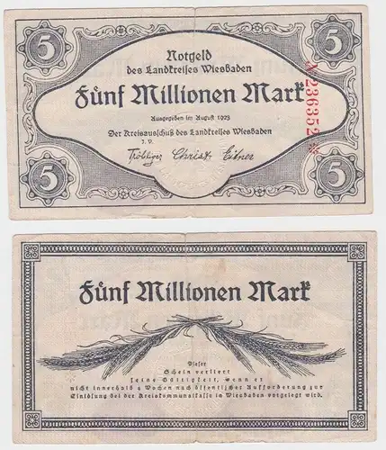 5 Millionen Mark Banknote Inflation Landkreis Wiesbaden August 1923 (140362)