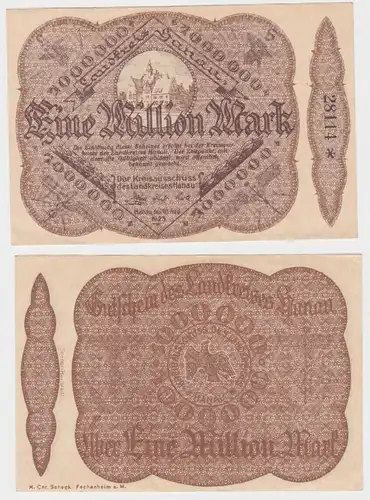 1 Million Mark Banknote Inflation Landkreis Hanau am Main 18.8.1923 (140129)