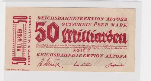 50 Milliarden Mark Banknote Reichsbahndirektion Altona 23.10.1923 (136051)