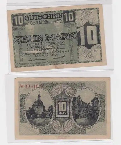 10 Mark Banknote Stadt Mühlhausen in Thüringen 31.10.1918 (131349)