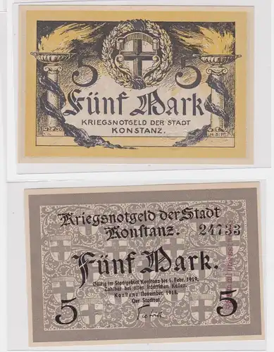 5 Mark Banknote Kriegsnotgeld der Stadt Konstanz November 1918 (137352)