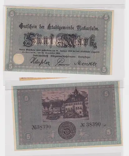 5 Mark Banknote Notgeld Stadtgemeinde Neckarsulm 15. November 1918 (138008)