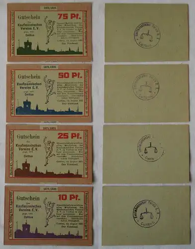 10,25,50,75 Pfennig Banknoten Notgeld kaufmännischer Verein Cottbus 1921(123909)