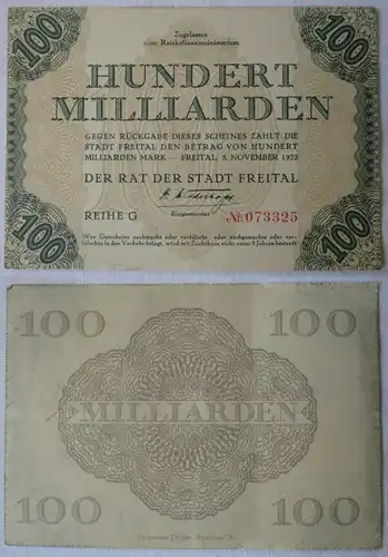 100 Milliarden Mark Banknote Inflation Rat der Stadt Freital 3.11.1923 (137422)