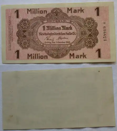 1 Million Mark Banknote Halle Reichsbahndirektion 1.Oktober 1923 (132361)