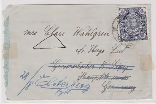 66498 Brief südafrikanische Union von Durban (Südafrika) nach Elsterberg 1910