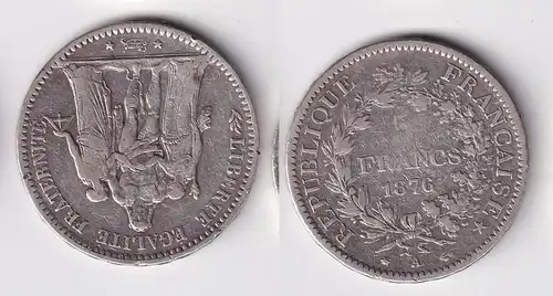 5 Franc Silber Münze Frankreich 1876 A ss (160128)